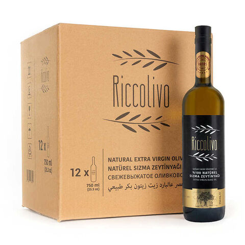 Riccolivo Premium Natürel Sızma Zeytinyağı 750 ml x 12 Adet (Toplam 9 Litre)